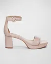 Bernardo Carla Leather Ankle-strap Sandals In Blush
