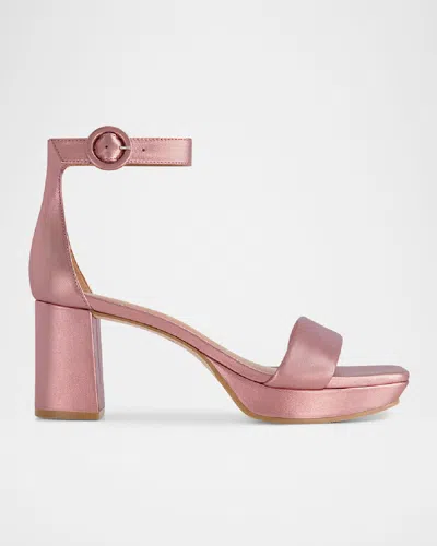 Bernardo Carla Metallic Ankle-strap Sandals In Pink