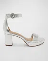 Bernardo Carla Metallic Ankle-strap Sandals In Silver