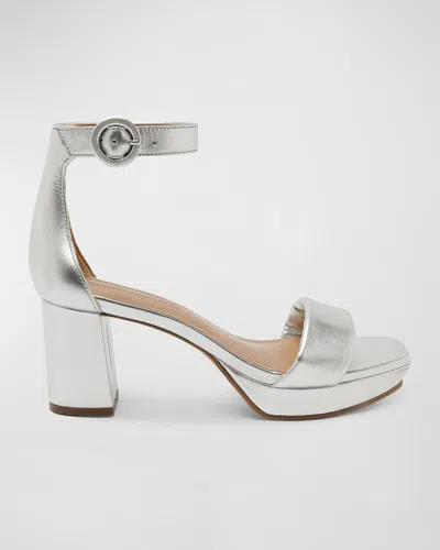 Bernardo Carla Metallic Ankle-strap Sandals In Silver