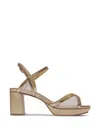 Bernardo Celeste Mesh-panel Sandals In Gold