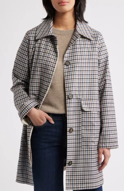 Bernardo Check Flannel Trench Coat In Gray