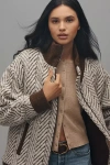 Bernardo Chevron Knit Bomber Jacket In Gold