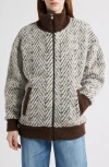 Bernardo Chevron Knit Jacket In Gray