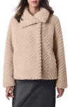 BERNARDO BERNARDO CHEVRON QUILTED FAUX FUR JACKET