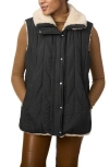 Bernardo Chevron Quilted Faux Shearling Lined Recycled Polyester Reversible Vest In Black