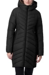 Bernardo Chevron Quilted Puffer Coat In Black