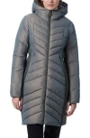 Bernardo Chevron Quilted Puffer Coat In Smoke