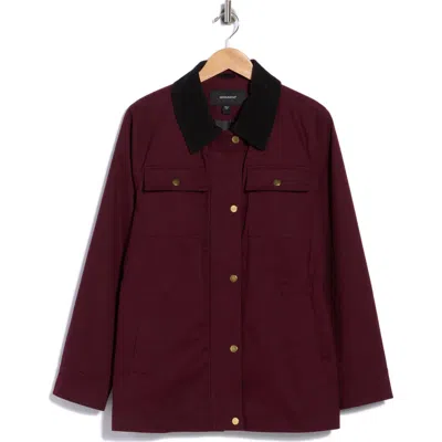 Bernardo Cinched Waist Twill Jacket In Burgundy
