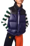 Bernardo Colorblock Puffer Vest In Navy Black