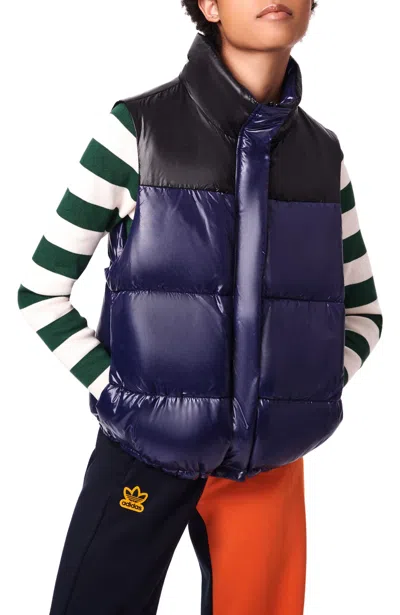 Bernardo Colorblock Puffer Vest In Navy Black