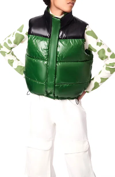 Bernardo Colorblock Puffer Vest In Green Black