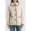 Bernardo Contrast Trim Faux Shearling Jacket In Neutral