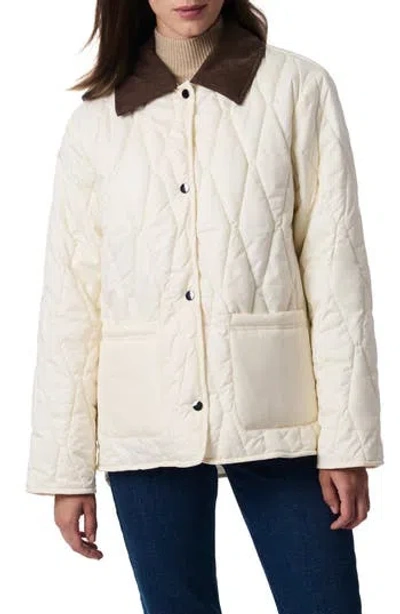 Bernardo Corduroy Collared Quilted Jacket In Ecru