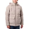 Bernardo Faux Suede Hooded Puffer Jacket In Beige