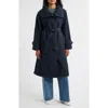 Bernardo Cotton Blend Trench Coat In Blue