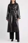 Bernardo Croc Embossed Faux Leather Trench Coat In Black