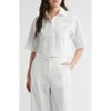 Bernardo Cropped Button Down Shirt In White