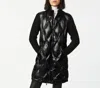 Bernardo Knit Sleeve Diamond Quilt Puffer Coat In Black