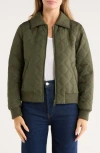Bernardo Diamond Quilted Bomber Jacket In Green