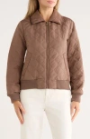 Bernardo Diamond Quilted Bomber Jacket In Pink