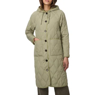 Bernardo Diamond Quilted Hooded Coat In Sage