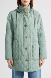 Bernardo Diamond Quilted Hooded Liner Jacket In Green