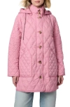 Bernardo Diamond Quilted Hooded Liner Jacket In Canyon Rose