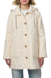 Bernardo Diamond Quilted Hooded Liner Jacket In Fresh Cream