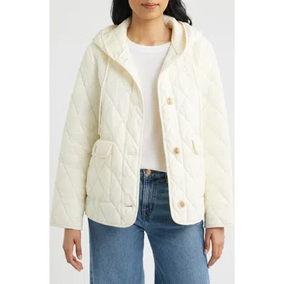 Bernardo Diamond Quilted Hooded Liner Jacket In White