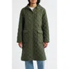 Bernardo Diamond Quilted Hooded Puffer Coat In Green