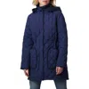 Bernardo Diamond Quilted Hooded Puffer Coat In Navy
