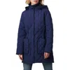 Bernardo Diamond Quilted Hooded Puffer Coat In Navy