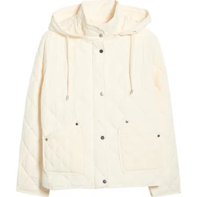 Bernardo Diamond Quilted Jacket With Removable Hood In Multi