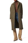 Bernardo Diamond Quilted Long Coat In Olive