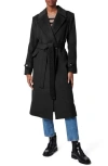 Bernardo Double Breasted Belted Coat In Black