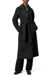 Bernardo Double Breasted Belted Coat In Black