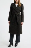 Bernardo Double Breasted Belted Coat In Brown