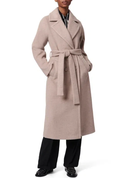 Bernardo Double Breasted Belted Coat In Heather Taupe