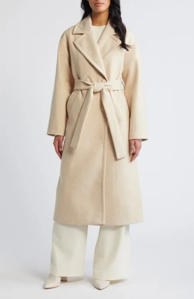 Bernardo Double Breasted Belted Coat In Oatmeal