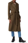 Bernardo Double Breasted Belted Coat In Olive