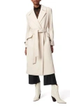 Bernardo Double Breasted Belted Coat In Puddy