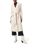 Bernardo Double Breasted Belted Coat In Puddy