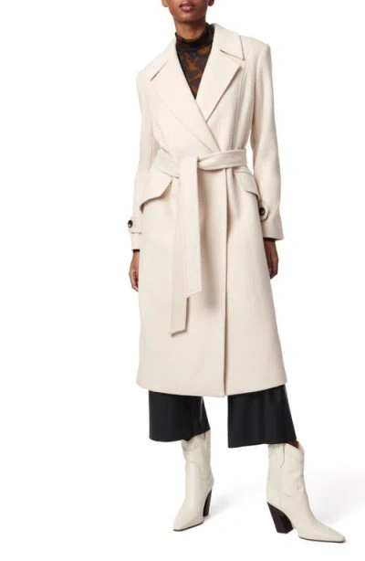 Bernardo Double Breasted Belted Coat In Puddy