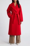 Bernardo Double Breasted Belted Coat In Red