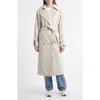 Bernardo Double Breasted Belted Trench Coat In Bone