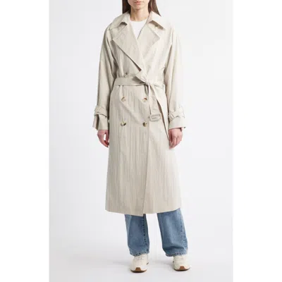 Bernardo Double Breasted Belted Trench Coat In Bone