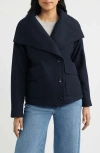 Bernardo Double Breasted Flannel Coat In Blue