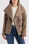 Bernardo Double Breasted Flannel Coat In Brown