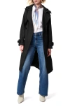 Bernardo Double Breasted Hooded Trench Coat In Black
